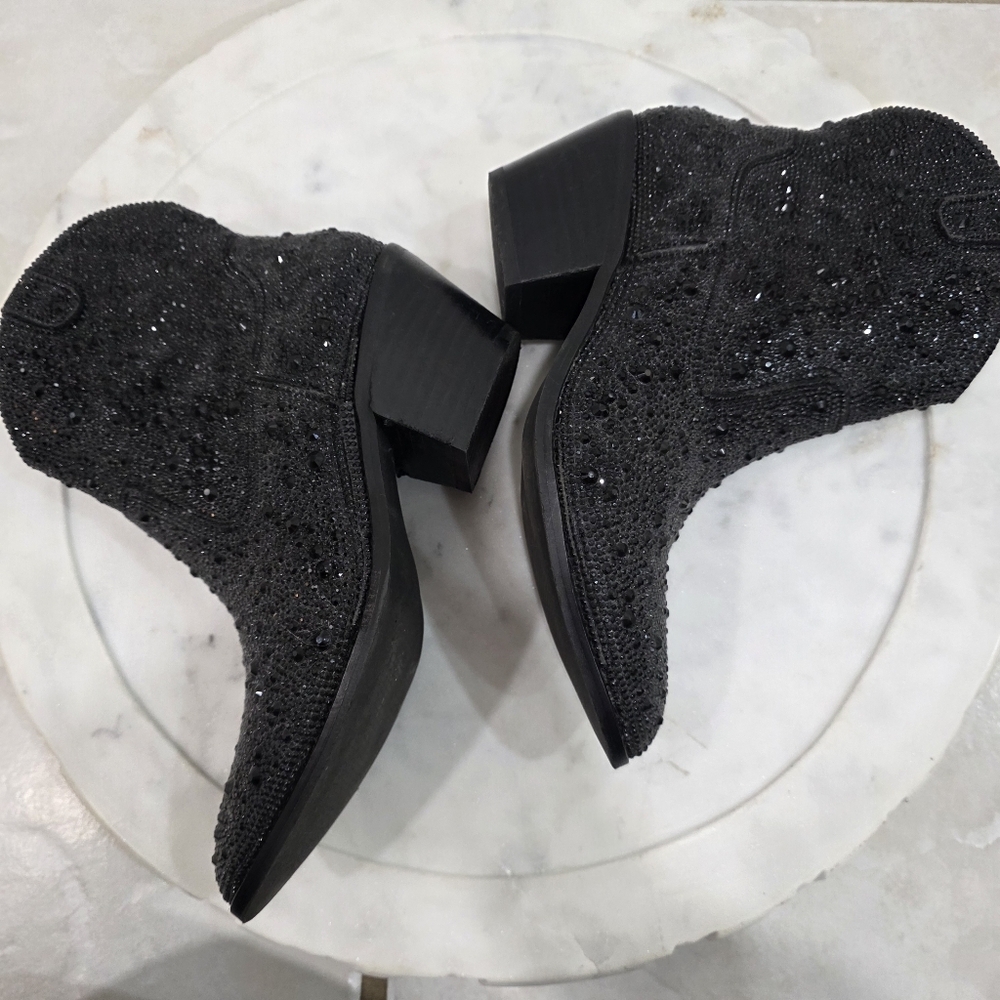 Corky's Hey Girl Shine Bright Black Rhinestone Western Booties Size 7 - Picture 9 of 17